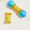 Accesorios de pulsera de oro de alta retención de color con incrustaciones de circonio, cuentas de tarjeta de corona, anillo para correr, cuentas separadoras de doble flor de loto, accesorios de juego de texto DIY