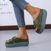 Sandalias y Pantuflas de Talla Grande para Comercio Exterior para Mujer Verano Exterior Zapatos de Mujer Europeos y Americanos Punta Abierta Impermeables Plataforma Cuña Pantuflas Gruesas Mujer