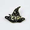 Broche Creativo de Sombrero de Bruja de Dibujos Animados Adornos Decorativos de Halloween Estilo Punk Insignias Metálicas Personalizadas Accesorios