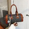 Bolso de mano de bolos con estampado retro vintage, bolso mini Boston con estampado vintage para hombro y cruzado, moda transfronteriza de lujo ligero