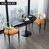 Mesa e cadeira de escritório modernas e simples em placa de rocha para negociação, mesa e cadeira de lazer para recepção, mesa e cadeira redondas de lazer para reunião de negócios, mesa e cadeira de lazer para varanda