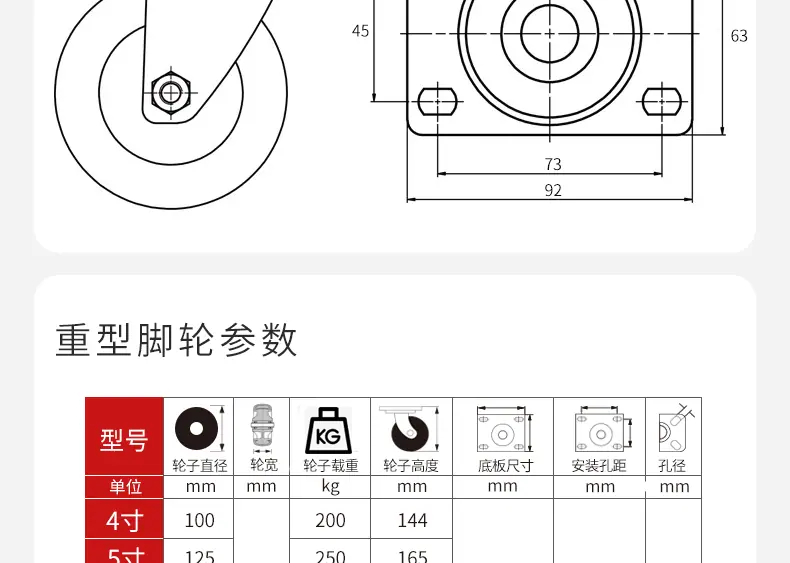 枣红聚氨酯脚轮_06