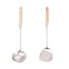 Espátula de acero inoxidable con mango de madera, cuchara para sopa de cocina casera, cuchara para cocinar, pala de cocina engrosada, espátula, cuchara para freír, juego de utensilios de cocina