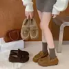 Zapatos Mocasines Perezosos Retro Cálidos Otoño/Invierno 2026 para Mujer sin Cordones Más Terciopelo Mocasines de Fondo Plano Birkenstock Zapatos de Algodón