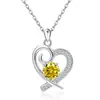 Collar de Corazón de Plata de Ley S925 con Doce Piedras de Nacimiento Europeo y Americano Transfronterizo Moda para Mujer Estilo Ins de Amazon Colgante Versátil