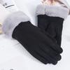 Guantes de Gamuza de Terciopelo Cálidos para Ciclismo de Otoño e Invierno para Mujer, Lindos Guantes de Terciopelo Grueso para Exteriores con Pantalla Táctil, Estilo Coreano de Moda