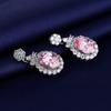 Moda Europea y Americana Nuevo TikTok Live con Productos Aretes de Gema Rosa Micro-incrustada en Forma de Gota Aretes Elegantes para Mujer que Combinan con Todo