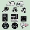 Série de Pins de Metal com Pintura Preta e Branca Estilo Stickman Personalizado Combinação Versátil Broche