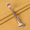 Pincel Resaltador de Tubo de Cobre de Doble Extremo, Pincel de Maquillaje, Pincel para Base, Pincel para Corrector, Pincel para Resaltador, Pincel para Contorno, Pincel Portátil de Una Pieza con Cerdas Suaves