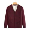Cárdigan Grueso de Punto con Forro de Felpa para Hombre de 60-70 Años, Ropa Interior Térmica de Otoño e Invierno