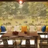 Papel de Parede Decorativo Cena do Rio Qingming Arquitetura Clássica Chinesa Papel de Parede para Restaurante Decoração de Quarto Privado de Hotel Tecido de Parede de Fundo