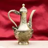 Tetera de Latón, Olla de Vino de Cobre Puro Dragón y Fénix, Juego de Té Kung Fu Estilo Vintage, Decoración de Escritorio para el Hogar, Artesanías, En Stock