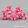 Enfeites de Paisagem Urso Morango Desenho Animado Resina Acessórios Casa de Bonecas Miniatura Pingente Chaveiro 3D Materiais DIY