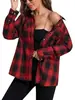 Nueva Camisa a Cuadros Vintage Roja y Negra Transfronteriza Otoño/Invierno 2026 para Mujer, Holgada, Adelgazante, de Manga Larga, Top Versátil