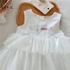 Ropa infantil lima 25 verano nuevo niñas coreano caricatura sin mangas malla costura vestido princesa falda de hilo