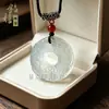 Colgante de Paz de Ágata Blanca Calcedonia Natural de Alta Calidad, Forma Redonda, Jade, Nuevo Estilo Chino, Colgante de Pez Koi y Melón de la Suerte para Mujeres