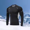 Conjunto de roupas térmicas autocaloríficas com forro de fleece para esportes ao ar livre, colante, masculino, inverno, ciclismo, esqui, alta elasticidade, secagem rápida