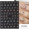 Nuevas pegatinas de uñas transfronterizas para primavera y verano, pegatinas de uñas adhesivas con flores azules y lazo francés, venta al por mayor.