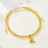 Pulseira com Letra Inicial A-Z em Balão para Mulheres, Cor Dourada, Contas, Corrente Ajustável, Bracelete para Joias e Presentes Femininos
