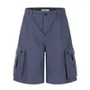 Shorts de Mezclilla Cargo Azules de Siete Puntos Estilo Retro Americano Yongfang para Hombres y Mujeres, Corte Holgado con Múltiples Bolsillos, Shorts Casuales Vintage de Moda