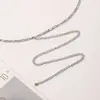 Cadena de cintura plana de plata, cadena de vientre simple y versátil para mujer, fino accesorio de cadena de cintura para uso diario, en stock