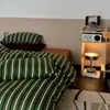 Juego de Cuatro Piezas de Algodón Indio Clase A para Dormir Desnudo Todo Algodón Punto Simple Ultra Suave Sábana Funda Nórdica Falda de Cama Ropa de Cama