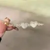 Grampo de Cabelo em Formato de Coração, Presilha de Cabelo de Vidro Estilo Fada, Elegante Acessório Lateral para Cabelo, Simples Adorno de Cabelo para Franja Estilo Floresta