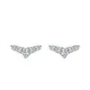 Pendientes de Plata de Ley S925 Nueva Cola de Sirena con Circonita para Mujer Diseño Pequeño y Exquisito Pendientes de Diamante con Soporte de Forma V de Alta Calidad
