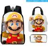 Nuevo Producto Transfronterizo Mario Mario Mochila para Estudiante Set de Tres Piezas Mochila Escolar Bolsa para el Almuerzo Mochila para Niños Estuche para Lápices