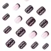 Manicura Borgoña Otoño e Invierno Uñas Portátiles Venta Caliente Transfronteriza Piezas de Uñas con Puntos Blancos Uñas Cuadradas Cortas Uñas Postizas