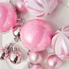 Caja de Set de Bolas de Navidad Personalizadas de 3cm6cm Set de Bolas Pintadas 26 Piezas Decoraciones Pequeñas para Colgar en el Árbol de Navidad Bola Rosa
