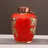 Altar de Vino de Cerámica Jingdezhen 5kg Relieve Ssangyong Botella de Vino Chapada en Oro Alto Valor de Color Empaque de Caja de Regalo de Alta Calidad Regalo del Festival de Primavera