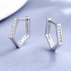 Pendientes pentagonales de plata de ley S925 con tachuelas de diamante para hombre y mujer, temperamento, personalidad, modernos, hebilla de oreja geométrica, coreano, versátil
