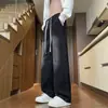 Jeans rectos retro americanos con cordón para hombre y mujer, corte holgado, deconstruidos, pierna ancha, cintura elástica, pantalones largos casuales para otoño, modernos