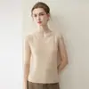 Chaleco de cachemira 100% puro para mujer con cuello en U, sin mangas, nuevo estilo otoño e invierno, camiseta básica de punto liso simple, moderno