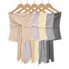2543-25 Outono Novo Estilo Coreano Puro Desejo Doce Decote Halter Duas Formas Sem Alças Amarração Dupla Camiseta Regata