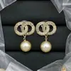 Aretes Doble C Estilo Chanel para Mujer, Aretes de Diseño Único, Aretes Chanel de Alta Gama con Pasadores de Plata