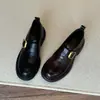 Versión de Piel de Vaca Estilo Old Money Hebilla Mocasines Mujer Otoño Suela Gruesa Slip-ons Zapatos Individuales 2026 Estilo Nuevo Tacón Grueso Zapatos Pequeños de Piel