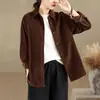 Tiro real 2026 nueva camisa retro de pana temperamento solapa manga larga de un solo pecho top cárdigan casual chaqueta