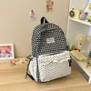 Mochila de Viaje Linda a Cuadros con Lunares y Ribete de Encaje Estilo Girly Mochila de Estudiante Estilo Dulce Japonés