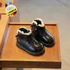 Botas altas de cuero forradas de felpa para niñas, nuevo estilo otoño/invierno, botas de algodón retro y sencillas para bebés niñas