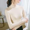 Camiseta Térmica de Doble Cara para Mujer con Mangas Largas Nuevo Estilo Otoño e Invierno 2026 Cuello Semi-Alto Corte Ajustado Top Cálido que Conserva el Calor para Mujer