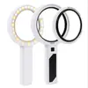 10 Vezes lente dupla portátil recarregável 32 Luzes LED lupa para leitura de idosos identificação de joias com bolsa de pano