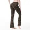 Pantalones de Yoga Acampanados Micro Estampado de Leopardo Casual Ajustados Elegantes Ceñidos que Resaltan la Cadera Pantalones de Baile Adelgazantes No Restrictivos Pantalones Largos