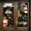 Adesivos Estáticos de Janela de Natal Fofo Papai Noel Presentes Boneco de Neve Árvore de Natal Decalques Porta de Vidro da Loja Feriado