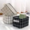 Cesta Redonda para Ropa Sucia de Algodón y Lino a Cuadros del Fabricante, Cesta Multifuncional para Ropa Sucia, Contenedor de Almacenamiento para Artículos Varios, Contenedor Plegable para Ropa Sucia