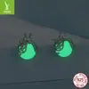 Brincos Originais Exquisitos Tridimensionais Luminosos de Coruja Joaninha Pérola Luminosa Animal Único Brincos de Prata 925