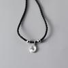 "Wish" Original Versátil Simple Aleación Sólido Colgante de la Paz Versátil Collar de Cuerda Negra para Pareja Hombres y Mujeres