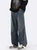 Calça Jeans Vintage Azul de Perna Larga para Homens, Corte Reto Solto, Nova Calça Masculina Estilo High Street Americana 2026, Calça de Trabalho de Outono