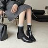 Botines Cortos de Tacón Alto con Punta Cuadrada Estilo Retro para Mujer 2026 Otoño e Invierno Nuevo Estilo de Alta Gama Aspecto Adelgazante y Botas Versátiles Botas Elásticas Ajustadas